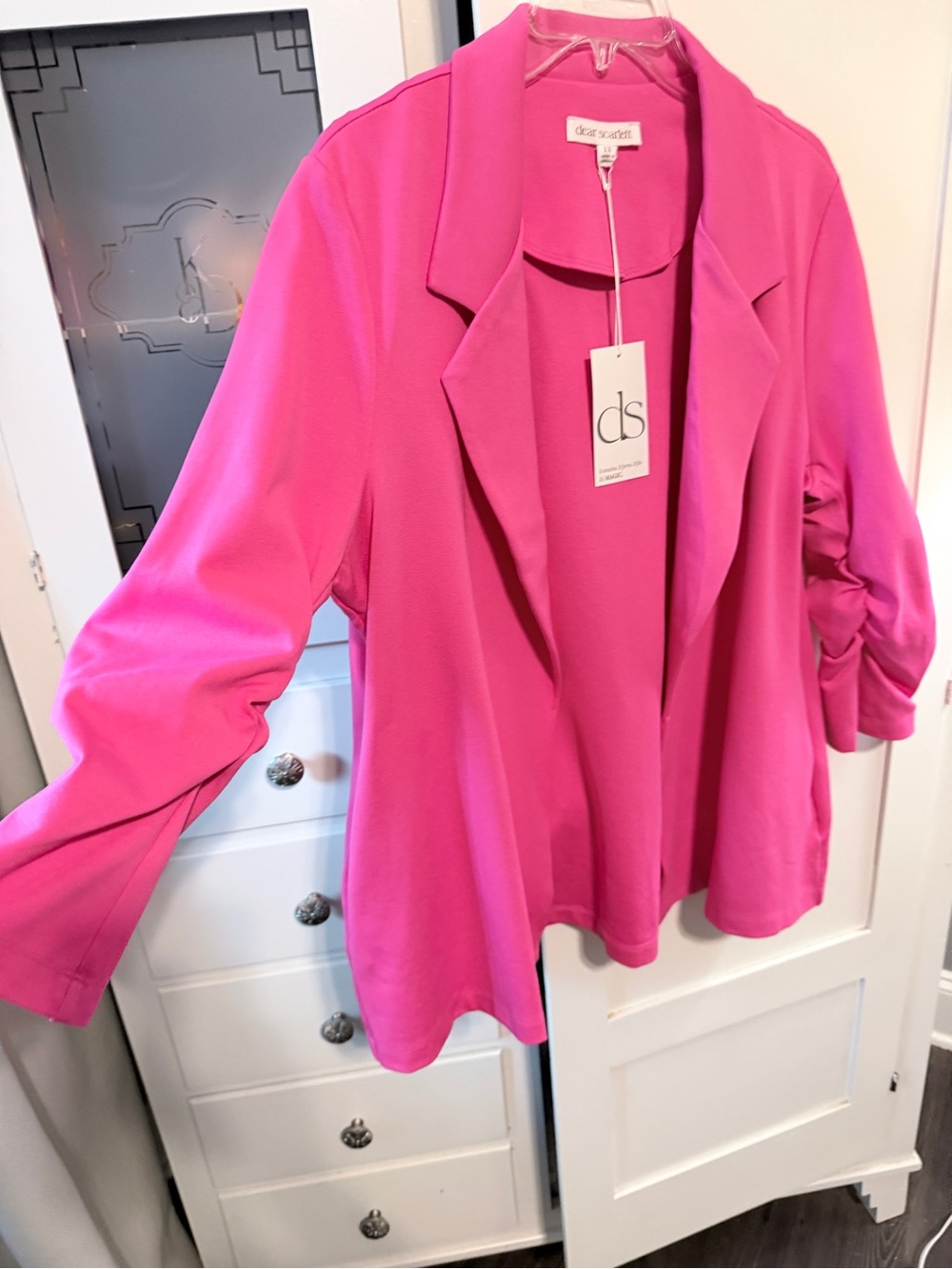 Dear Scarlett Open-Front Hot Pink Blazer Jacket
